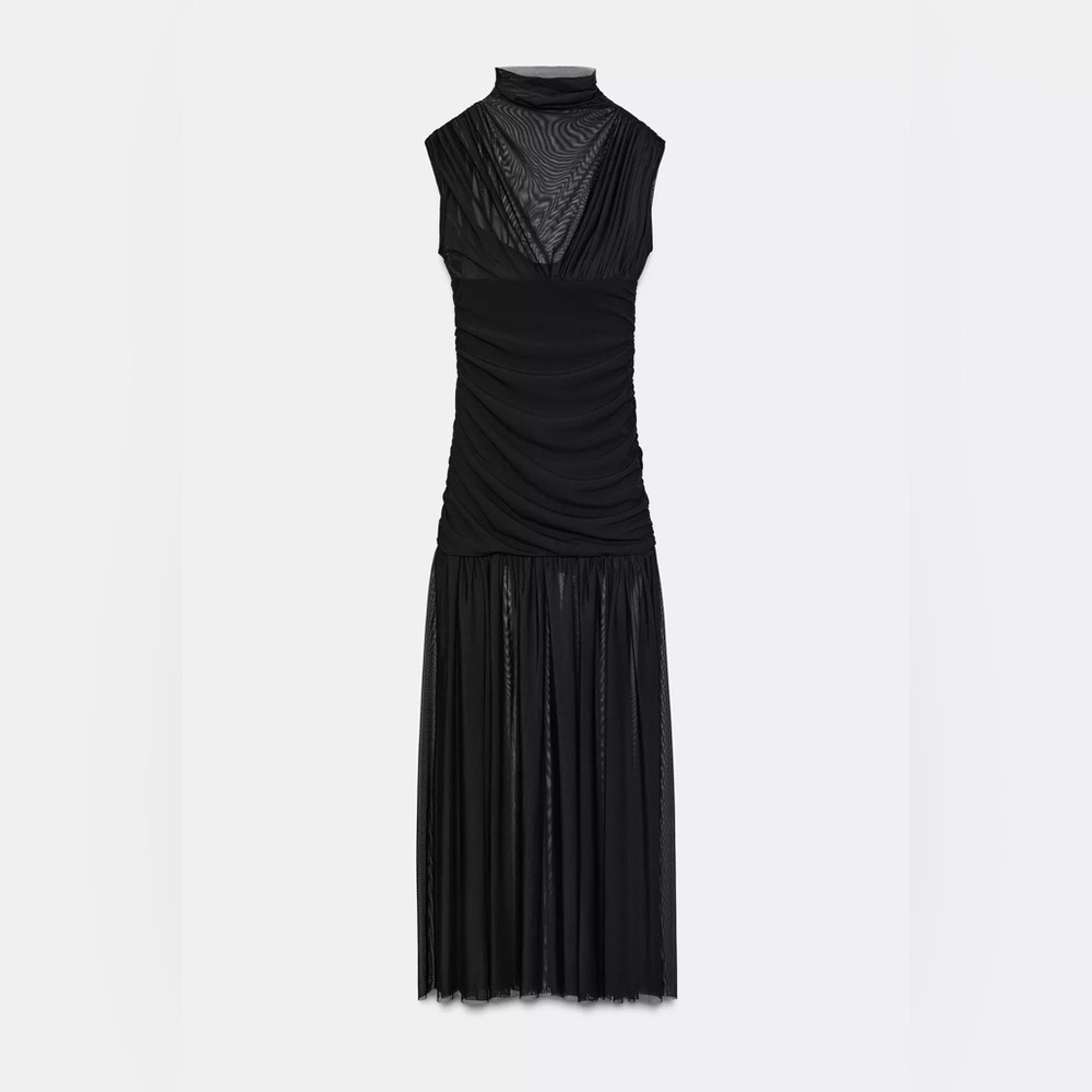 Zara Combined Draped Midi Dress